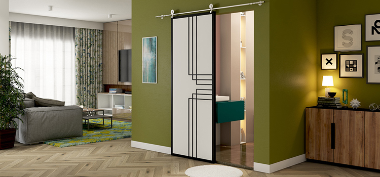 sliding bathroom door installation in Fowler